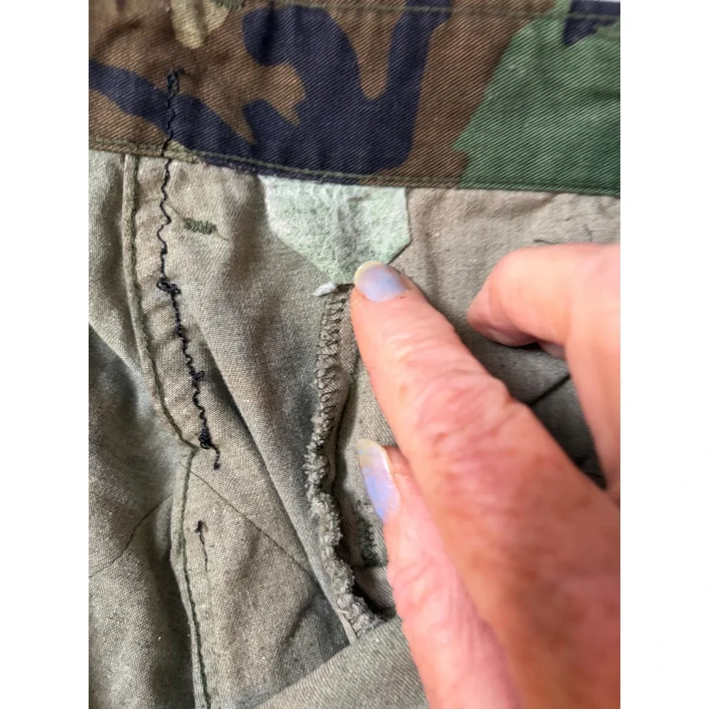 Vintage Woodland Camo Cargo Pants Military Style Tactical Trousers Green Brown